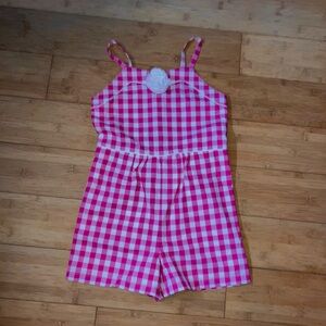 NWT Girls Size 10 Janie & Jack Pink Gingham Romper Outfit Set